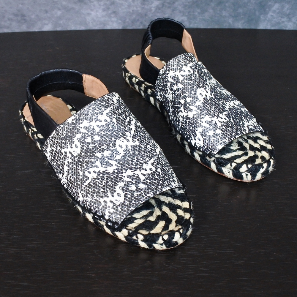 Proenza Schouler Italy Snakeskin Leather Espadrille Sandal Flats Size 37